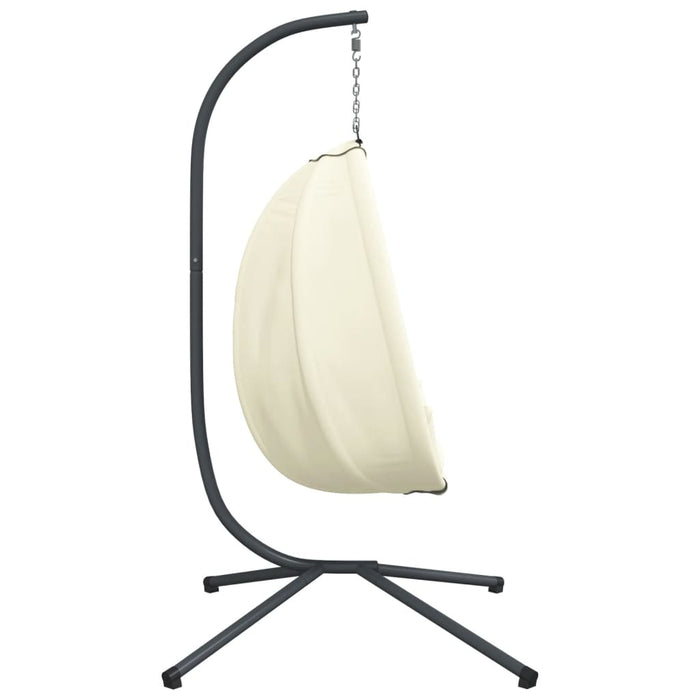 Hanging Egg Chair With Stand Beige Fabric And Steel Abbiabo