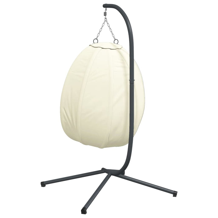 Hanging Egg Chair With Stand Beige Fabric And Steel Abbiabo