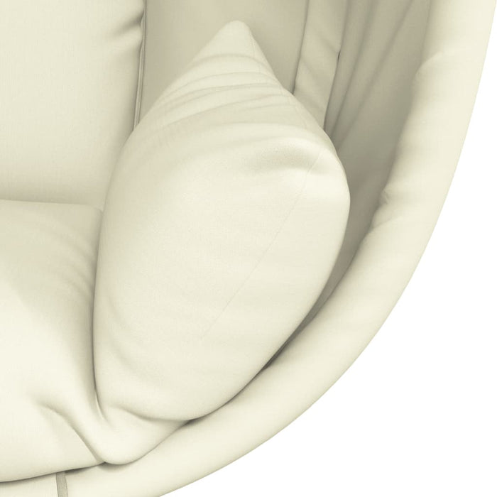 Hanging Egg Chair With Stand Beige Fabric And Steel Abbiabo