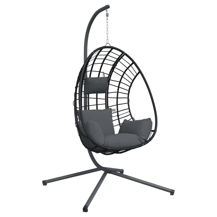 Hanging Egg Chair With Stand Anthracite Rattan And Steel Abbiabk