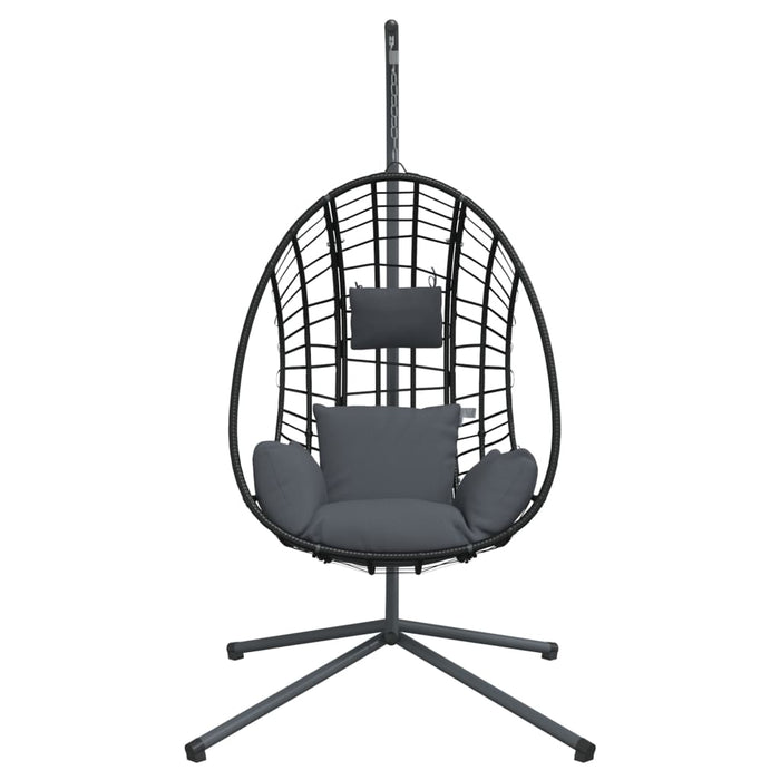 Hanging Egg Chair With Stand Anthracite Rattan And Steel Abbiabk