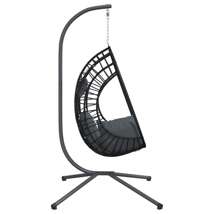 Hanging Egg Chair With Stand Anthracite Rattan And Steel Abbiabk