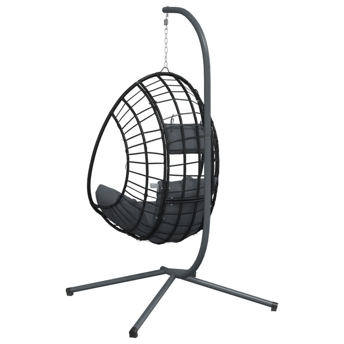 Hanging Egg Chair With Stand Anthracite Rattan And Steel Abbiabk
