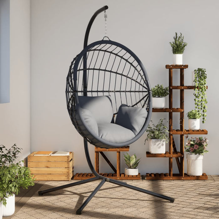 Hanging Egg Chair Stand Black Steel Abbiaot