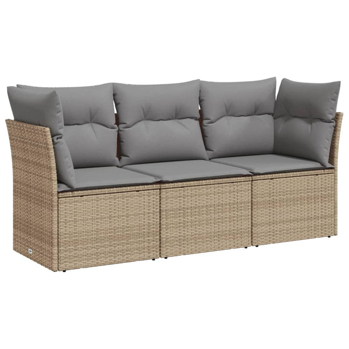 3 Piece Garden Sofa Set With Cushions Beige Poly Rattan Txakban