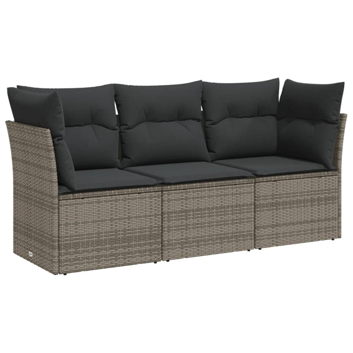 3 Piece Garden Sofa Set With Cushions Grey Poly Rattan Txakbak