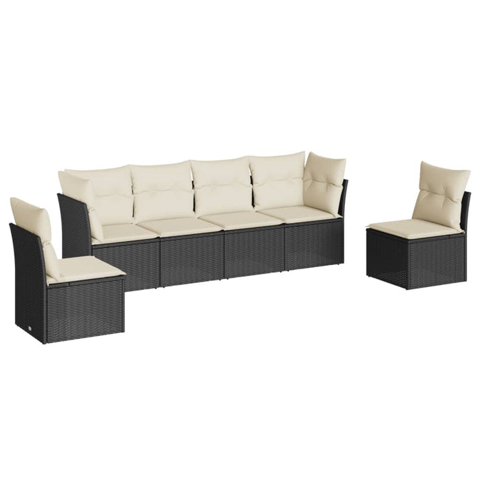6 Piece Garden Sofa Set With Cushions Black Poly Rattan Txakxbp
