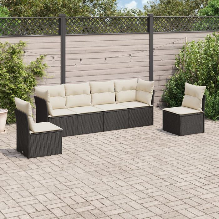 6 Piece Garden Sofa Set With Cushions Black Poly Rattan Txakxbp
