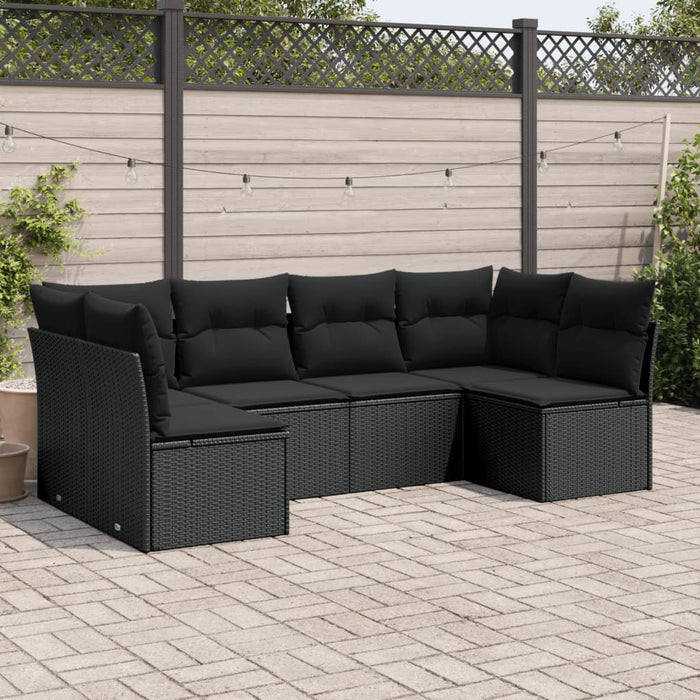 6 Piece Garden Sofa Set With Cushions Black Poly Rattan Txakxxa