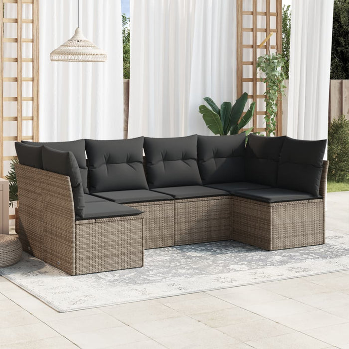 6 Piece Garden Sofa Set With Cushions Grey Poly Rattan Txakxxk