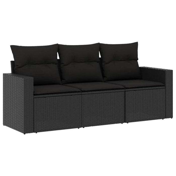 3 Piece Garden Sofa Set With Cushions Black Poly Rattan Txpbkkx