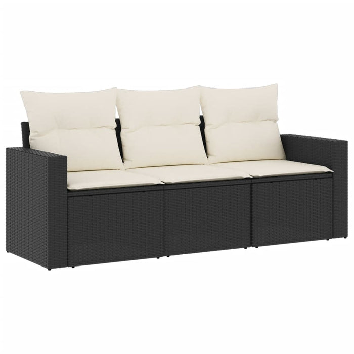 3 Piece Garden Sofa Set With Cushions Black Poly Rattan Txpbkkt