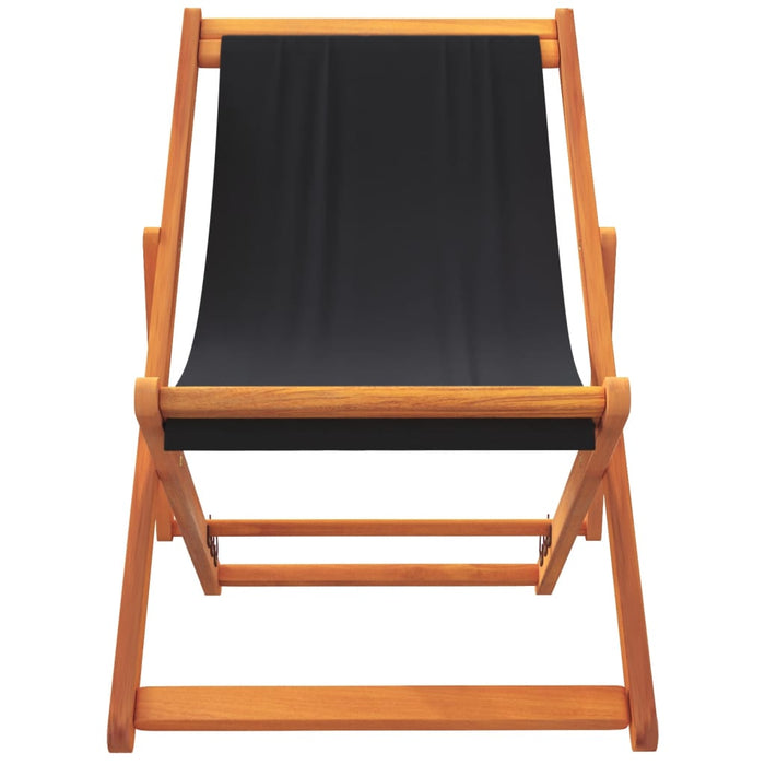 Folding Beach Chairs 2 Pcs Black Fabric Txoaaki