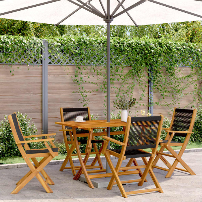 Folding Garden Chairs 4 Pcs Black Solid Wood Acacia Txoaplp
