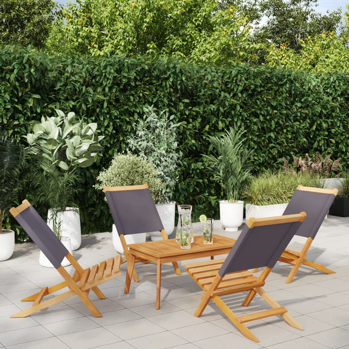 Folding Garden Chairs 4 Pcs Anthracite Fabric And Solid Wood Txoalab