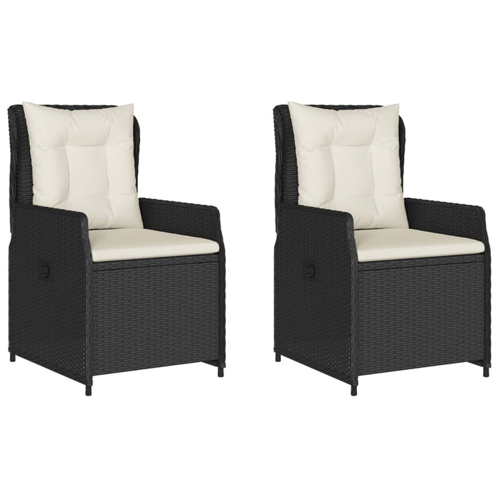 Reclining Garden Chairs 2 Pcs Black Poly Rattan Tlnlpx