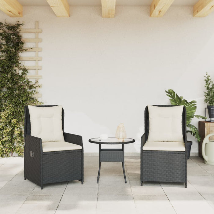Reclining Garden Chairs 2 Pcs Black Poly Rattan Tlnlpx