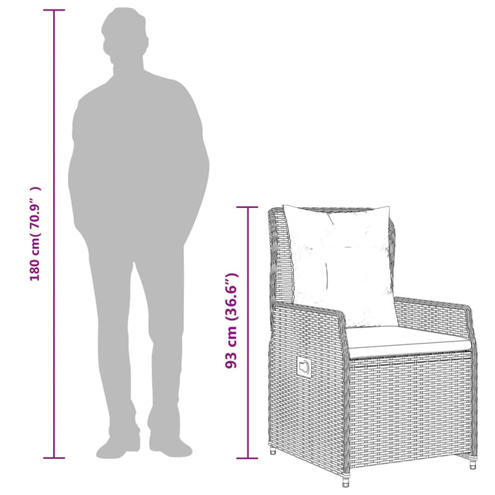 Reclining Garden Chairs 2 Pcs Grey Poly Rattan Tlnlpa