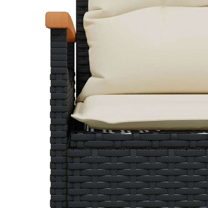 Garden Bench With Cushions 116X62.5X74 Cm Black Poly Rattan Tlnabo