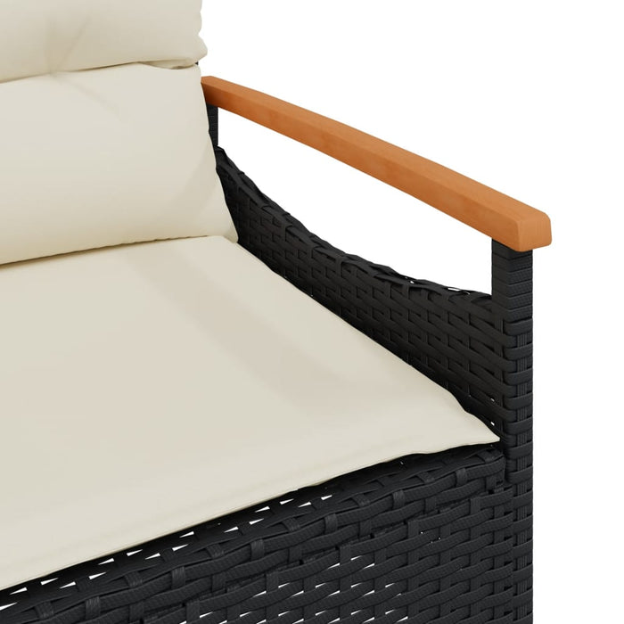 Garden Bench With Cushions 116X62.5X74 Cm Black Poly Rattan Tlnabo
