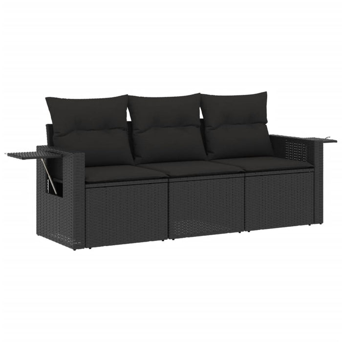 3 Piece Garden Sofa Set With Cushions Black Poly Rattan Txoknpa