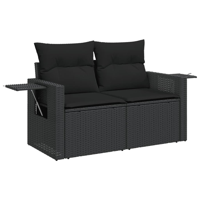 3 Piece Garden Sofa Set With Cushions Black Poly Rattan Txoknpa