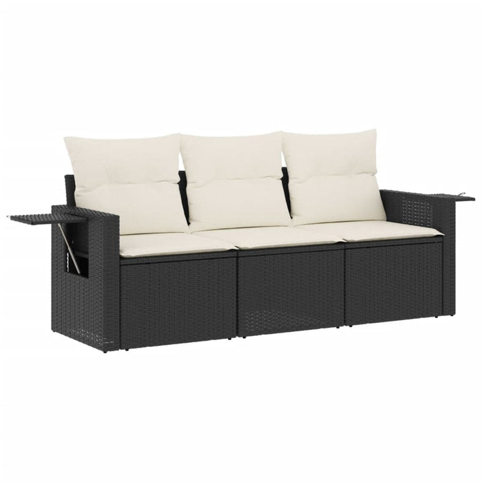 3 Piece Garden Sofa Set With Cushions Black Poly Rattan Txoknpp