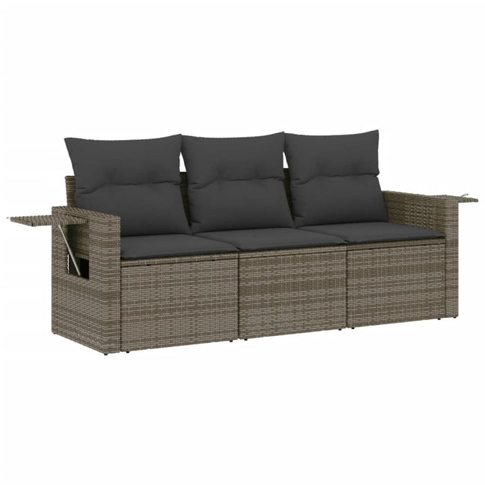 3 Piece Garden Sofa Set With Cushions Grey Poly Rattan Txoknpk