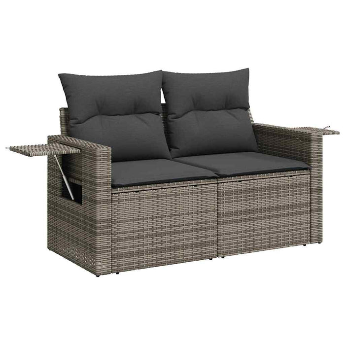 3 Piece Garden Sofa Set With Cushions Grey Poly Rattan Txoknpk
