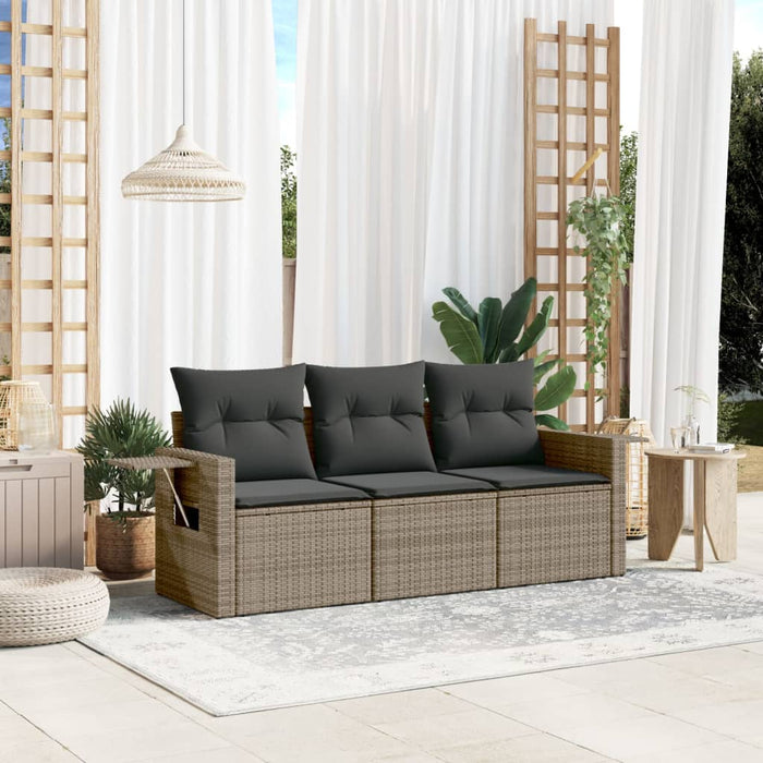 3 Piece Garden Sofa Set With Cushions Grey Poly Rattan Txoknpk