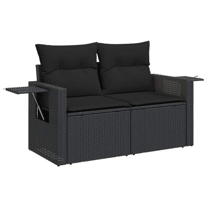 6 Piece Garden Sofa Set With Cushions Black Poly Rattan Txxbona