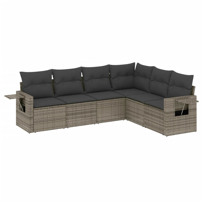 6 Piece Garden Sofa Set With Cushions Grey Poly Rattan Txxbxbk