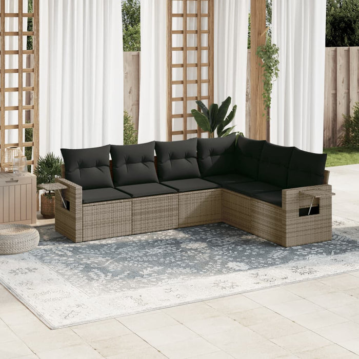 6 Piece Garden Sofa Set With Cushions Grey Poly Rattan Txxbxbk