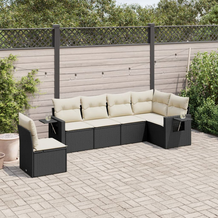 6 Piece Garden Sofa Set With Cushions Black Poly Rattan Txxbxxp
