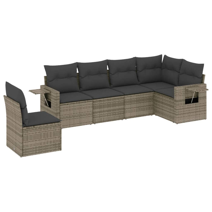 6 Piece Garden Sofa Set With Cushions Grey Poly Rattan Txxbxxk