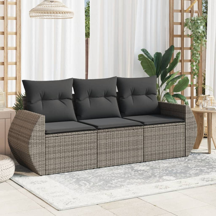 3 Piece Garden Sofa Set With Cushions Grey Poly Rattan Txxobpk