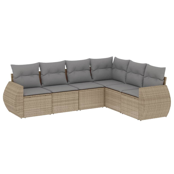 6 Piece Garden Sofa Set With Cushions Beige Poly Rattan Txxoabn