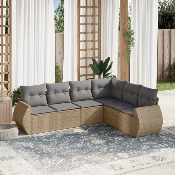 6 Piece Garden Sofa Set With Cushions Beige Poly Rattan Txxoabn