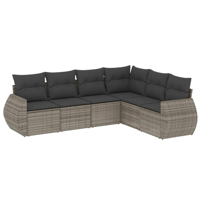 6 Piece Garden Sofa Set With Cushions Grey Poly Rattan Txxoabk