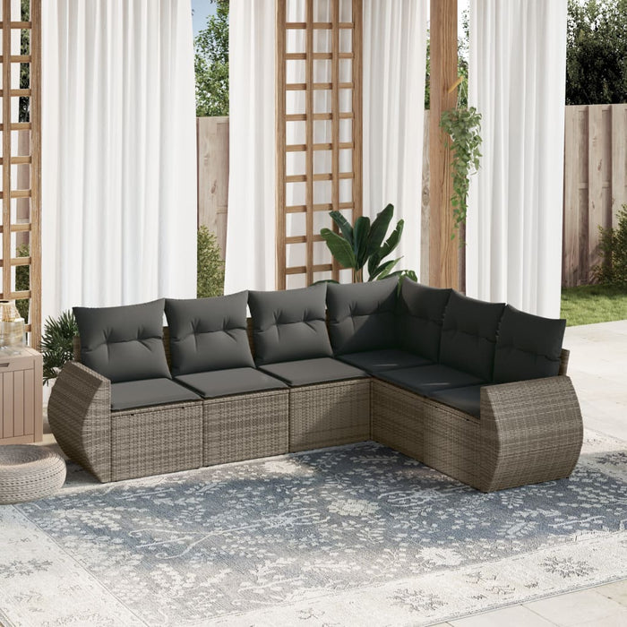 6 Piece Garden Sofa Set With Cushions Grey Poly Rattan Txxoabk