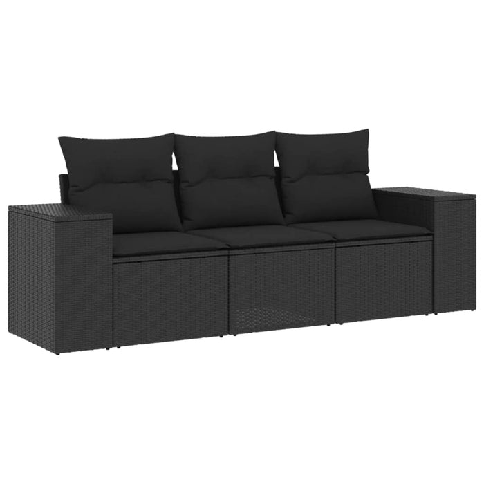 3 Piece Garden Sofa Set With Cushions Black Poly Rattan Txxxxpa