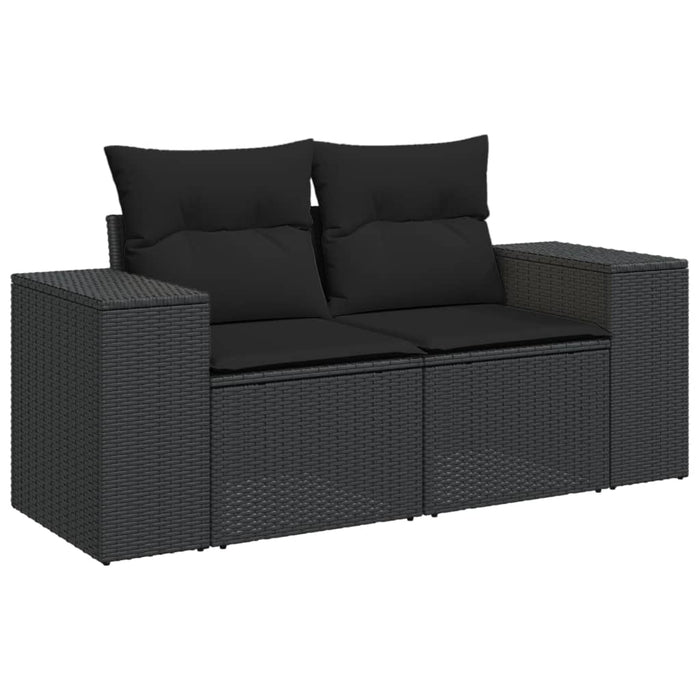 3 Piece Garden Sofa Set With Cushions Black Poly Rattan Txxxxpa