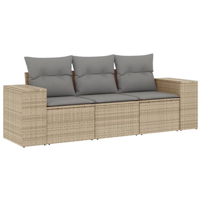 3 Piece Garden Sofa Set With Cushions Beige Poly Rattan Txxxxpn