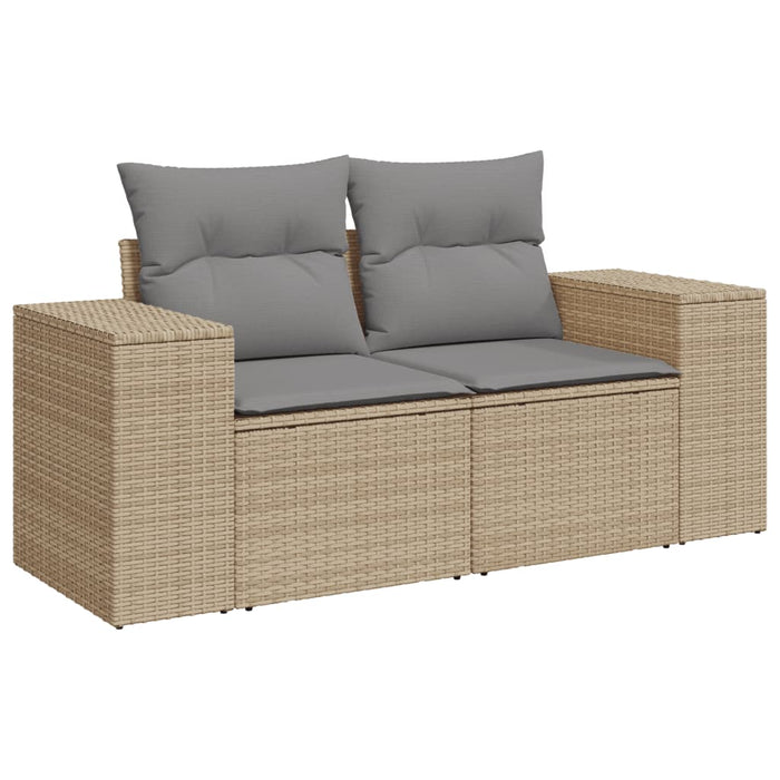 3 Piece Garden Sofa Set With Cushions Beige Poly Rattan Txxxxpn