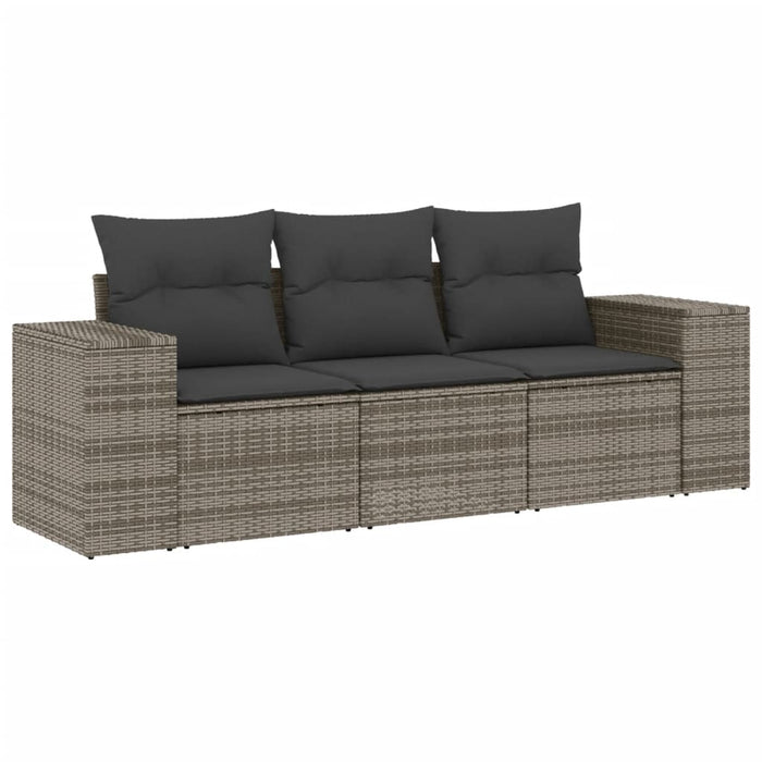 3 Piece Garden Sofa Set With Cushions Grey Poly Rattan Txxxxpk