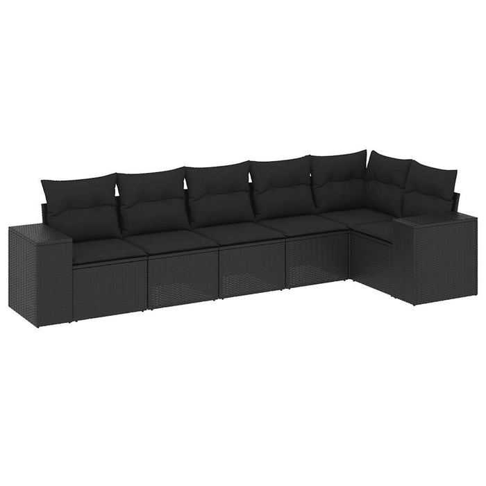 6 Piece Garden Sofa Set With Cushions Black Poly Rattan Txxxpna