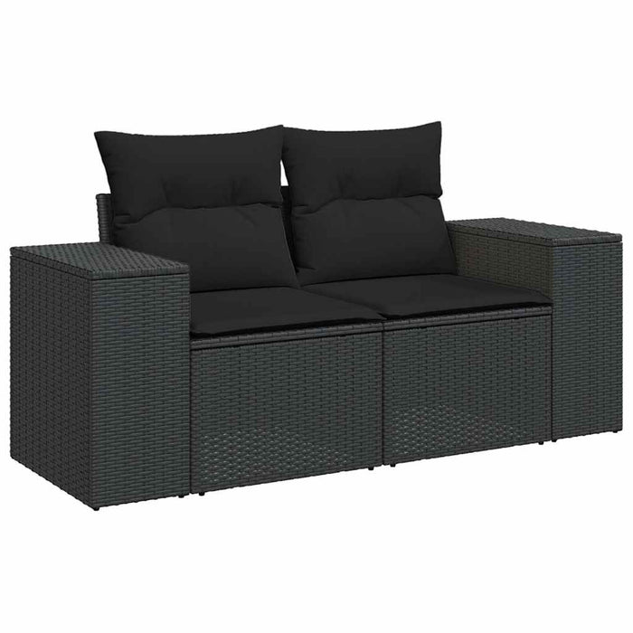 6 Piece Garden Sofa Set With Cushions Black Poly Rattan Txxxpna