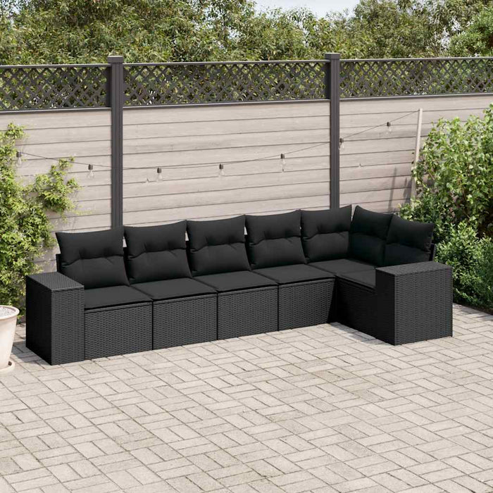 6 Piece Garden Sofa Set With Cushions Black Poly Rattan Txxxpna