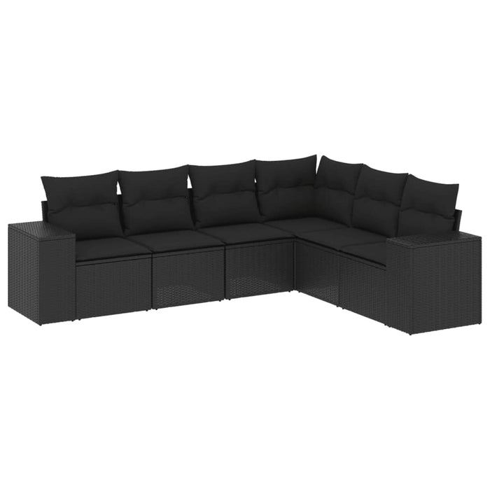 6 Piece Garden Sofa Set With Cushions Black Poly Rattan Txxxlba