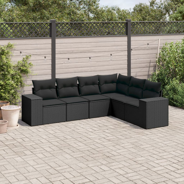 6 Piece Garden Sofa Set With Cushions Black Poly Rattan Txxxlba